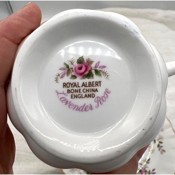 Royal Albert Lavender Rose Tea Cup Saucer Bone China Pink Green Floral Fluted - Picture 6 of 12